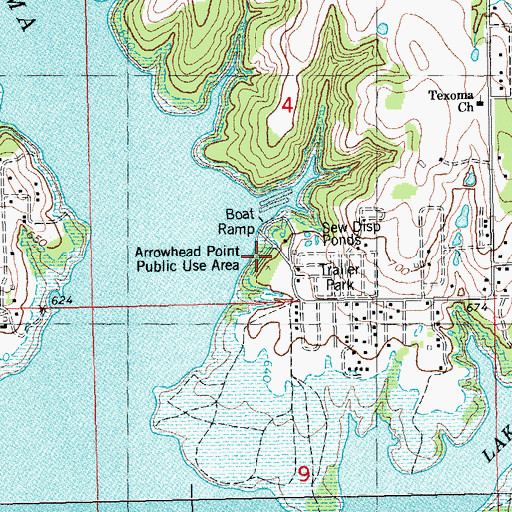 Topographic Map of Arrowhead Point Public Use Area, OK