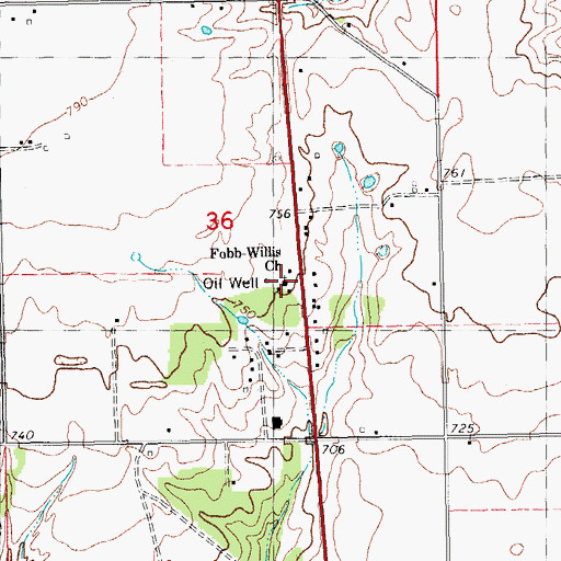 Topographic Map of Fobb-Willis Church, OK