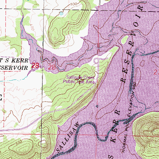 Topographic Map of Sallisaw Creek Public Use Area, OK
