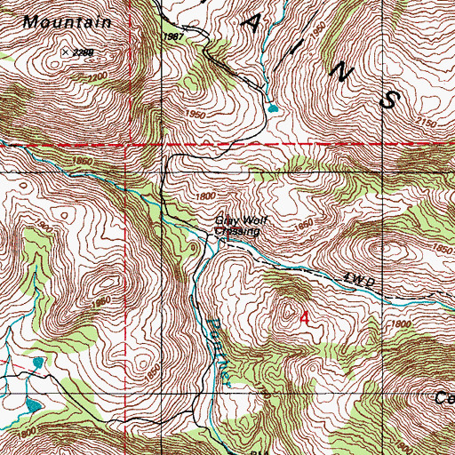 Topographic Map of Gray Wolf Crossing, OK