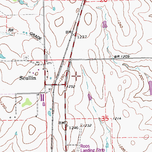 Topographic Map of Roos Landing Strip (historical), OK