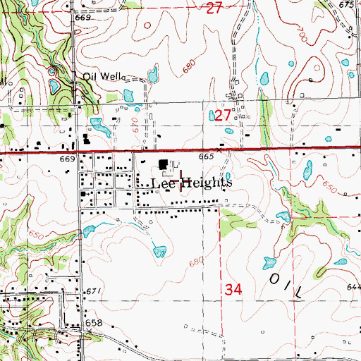 Topographic Map of Lee Heights, OK