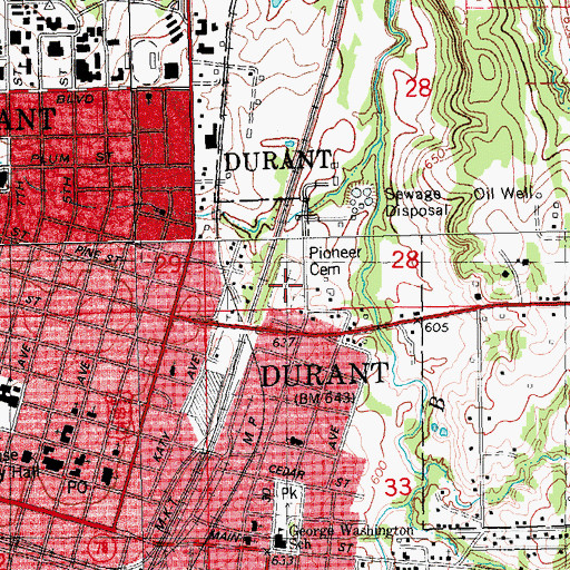 Topographic Map of Pioneer Cemetery, OK