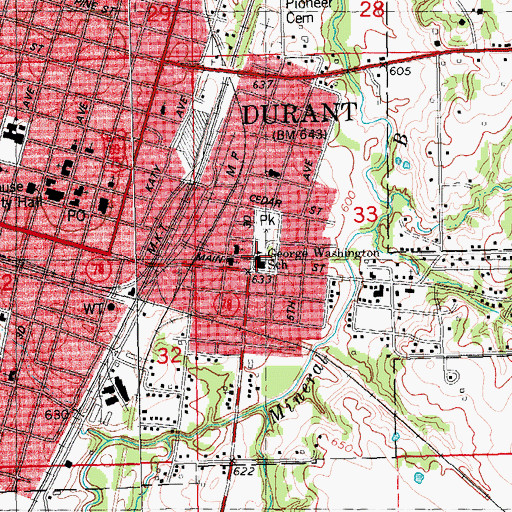 Topographic Map of George Washington School, OK