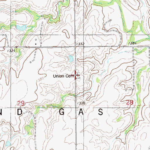 Topographic Map of Union Cemetery, OK