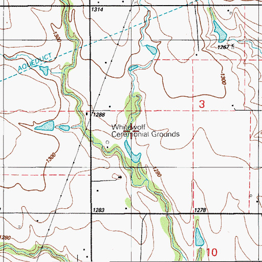 Topographic Map of Whitewolf Ceremonial Grounds, OK
