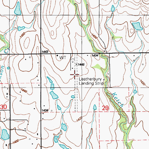 Topographic Map of Leatherbury Landing Strip (historical), OK