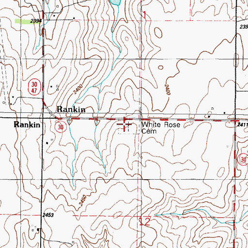 Topographic Map of White Rose Cemetery, OK