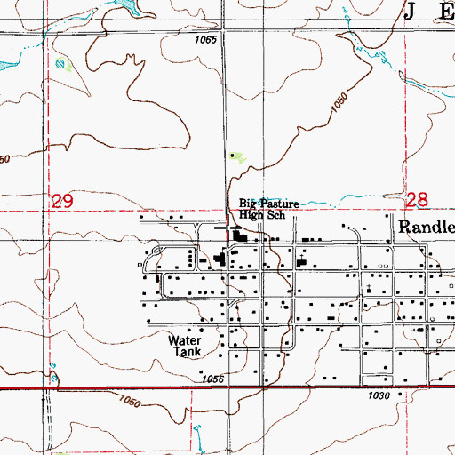 Topographic Map of Big Pasture High School, OK