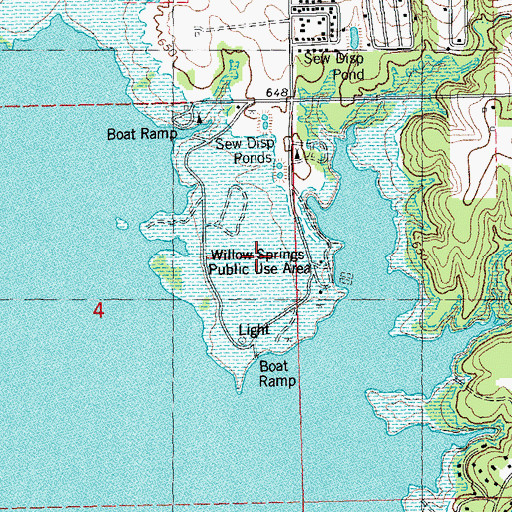 Topographic Map of Willow Springs Public Use Area, OK