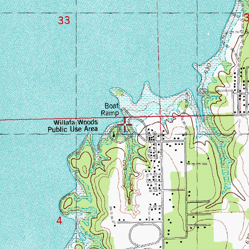 Topographic Map of Willafa Woods Public Use Area, OK