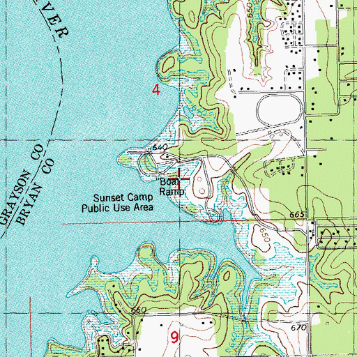 Topographic Map of Sunset Camp Public Use Area, OK