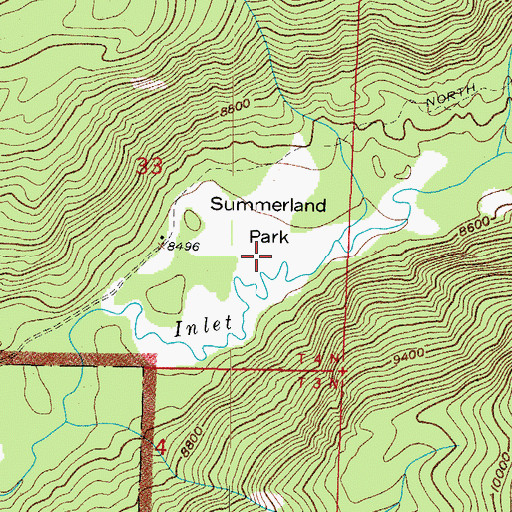 Topographic Map of Summerland Park, CO
