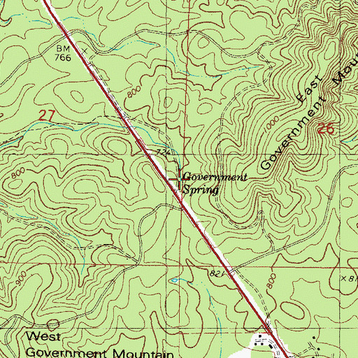 Topographic Map of Government Spring, OK