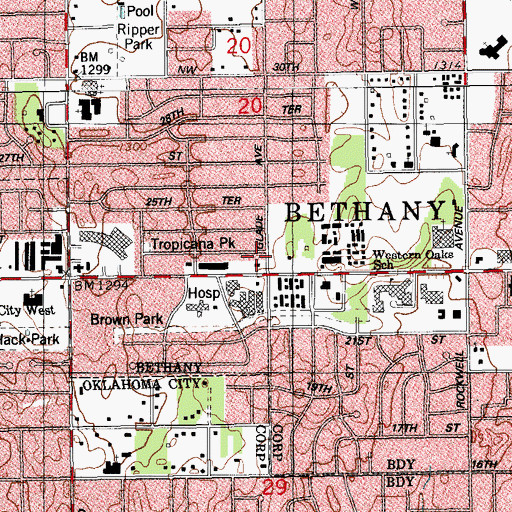 Topographic Map of Deville Park Shop, OK