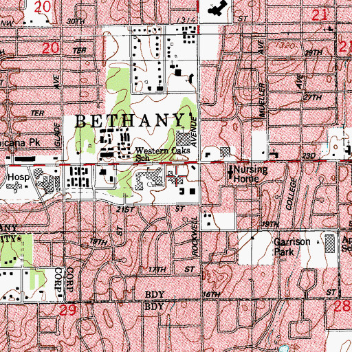 Topographic Map of Glen Oaks Shopping Center, OK