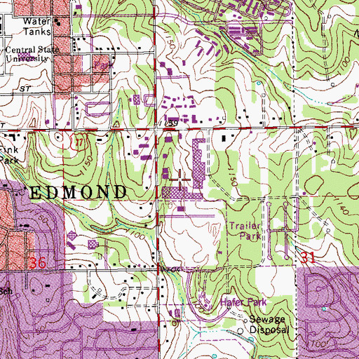 Topographic Map of Bryant Square, OK