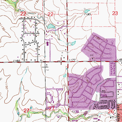 Topographic Map of North Oaks Shopping Center, OK