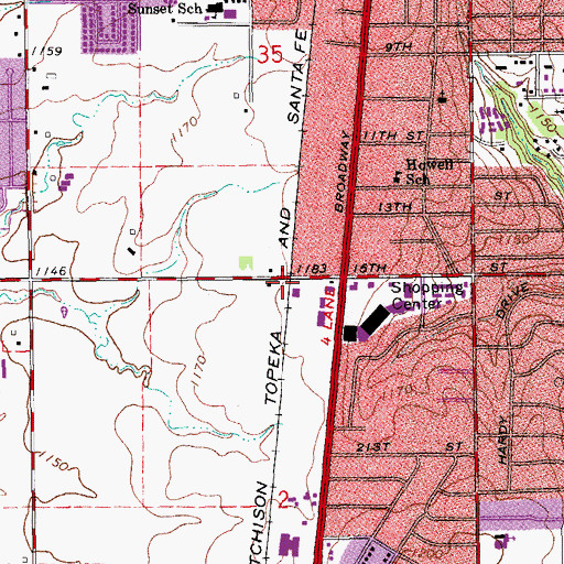 Topographic Map of Westbrook Shopping Center, OK