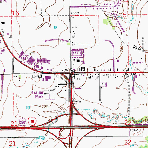 Topographic Map of Canadian Square, OK