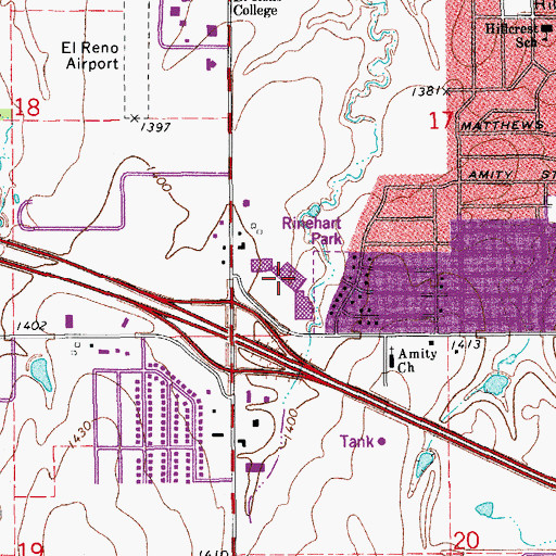 Topographic Map of Country Club Square, OK