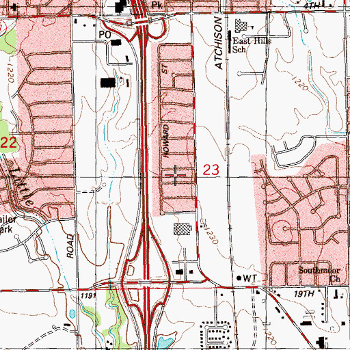 Topographic Map of Centre of America Shopping Center, OK