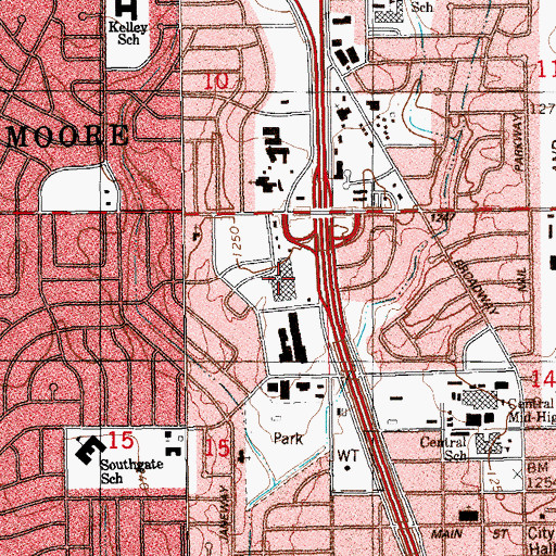 Topographic Map of City of Moore Shopping Center, OK