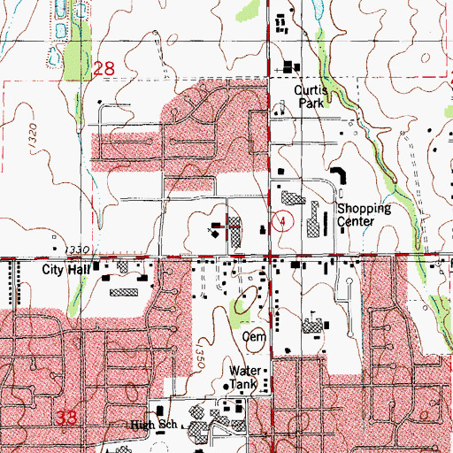 Topographic Map of Mustang Trade Center, OK