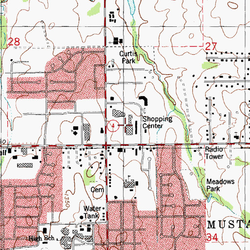 Topographic Map of Silver Shopping Center, OK