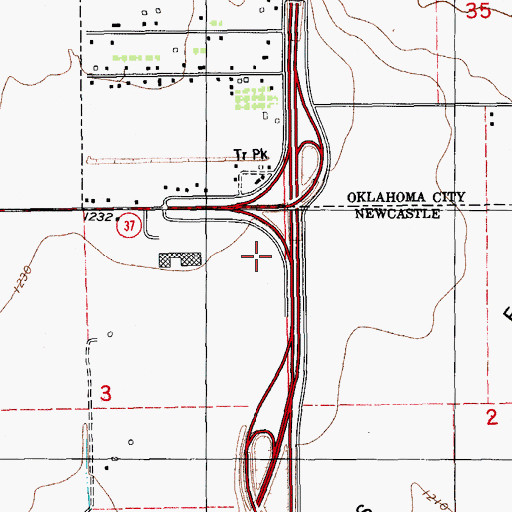 Topographic Map of Tri-City, OK