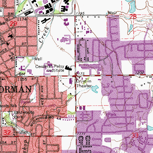 Topographic Map of Anatole Shopping Center, OK