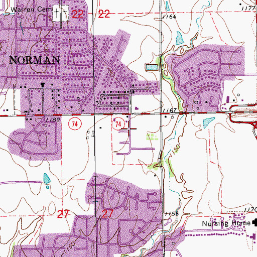 Topographic Map of Brookhaven Village Shopping Center, OK