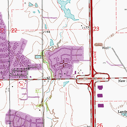 Topographic Map of Robinson Crossing Shopping Center, OK