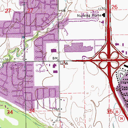 Topographic Map of Wal Mart Plaza, OK