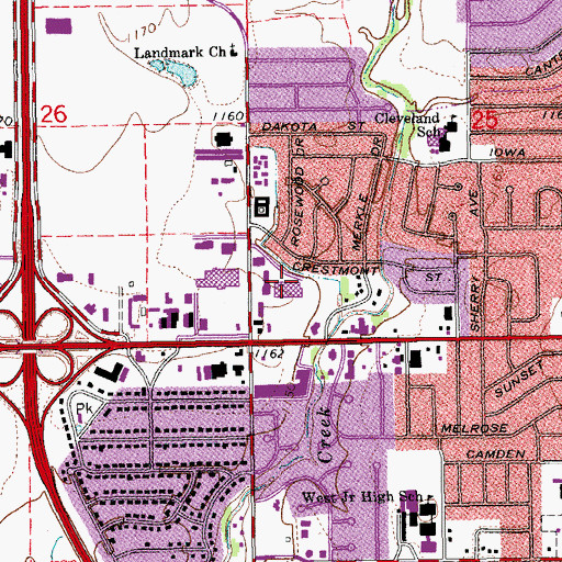 Topographic Map of Merkle Creek Shopping Center, OK