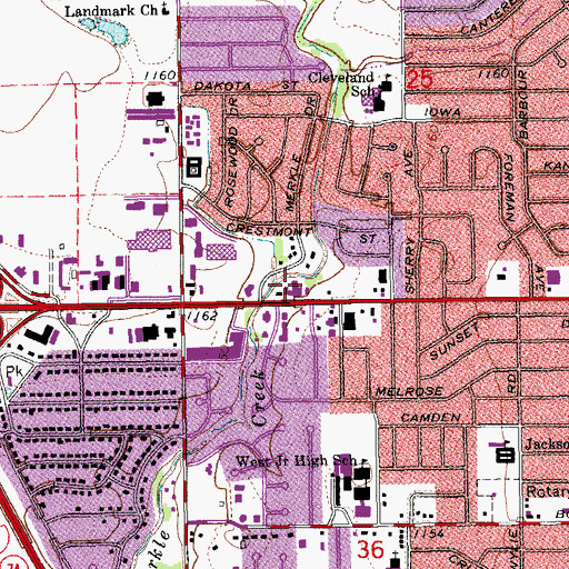 Topographic Map of Carriage Plaza Shopping Center, OK