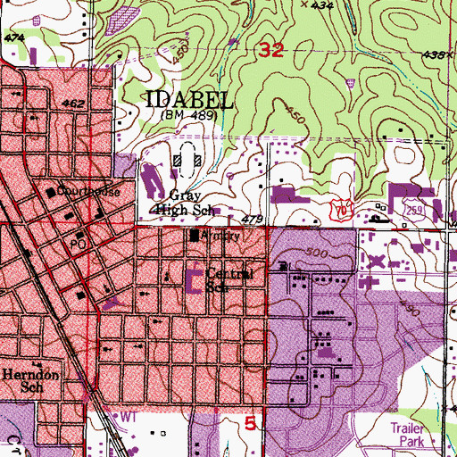 Topographic Map of Idabel Wal Mart Center, OK