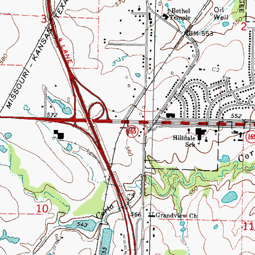 Topographic Map of Grandview Shopping Center, OK