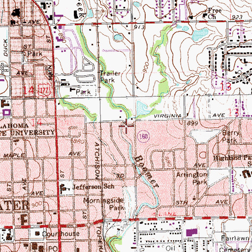 Topographic Map of Frontier Plaza, OK