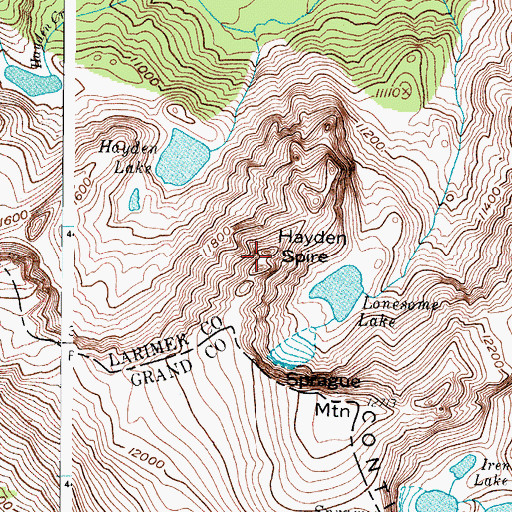 Topographic Map of Hayden Spire, CO