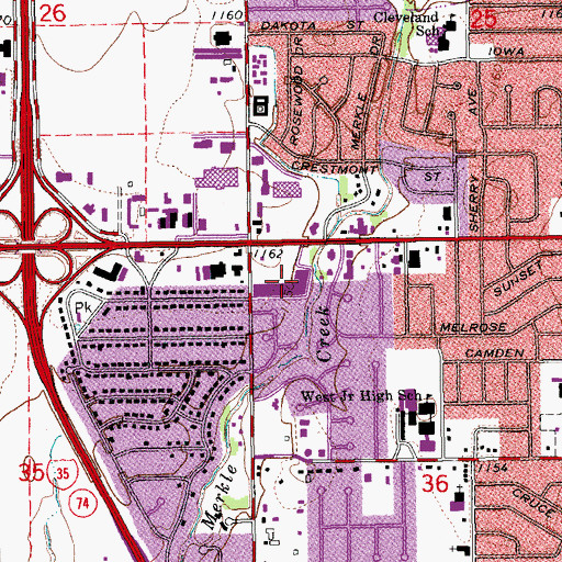 Topographic Map of Normandy Creek Shopping Center, OK