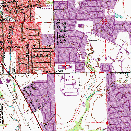 Topographic Map of Colonial Estates Shopping Center, OK