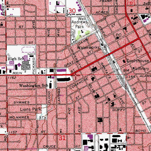 Topographic Map of Main Place, OK