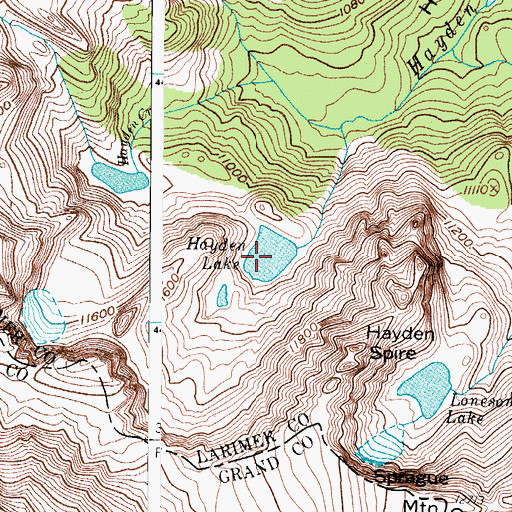 Topographic Map of Hayden Lake, CO