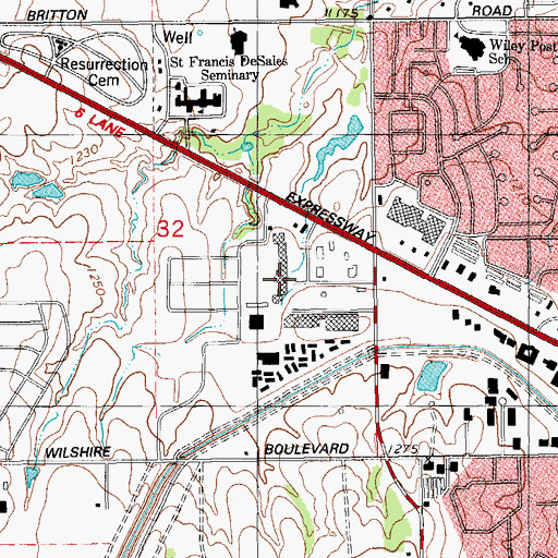 Topographic Map of Brixton Square, OK