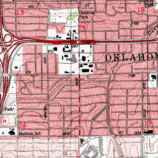 Topographic Map of Brookside Plaza, OK