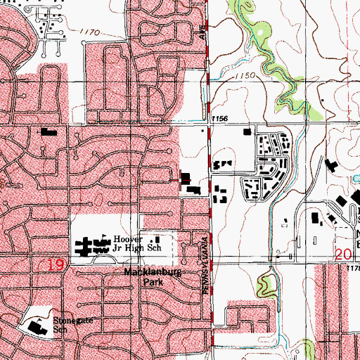Topographic Map of Camelot Square, OK
