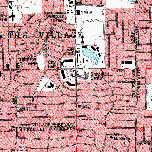 Topographic Map of Casady Square, OK
