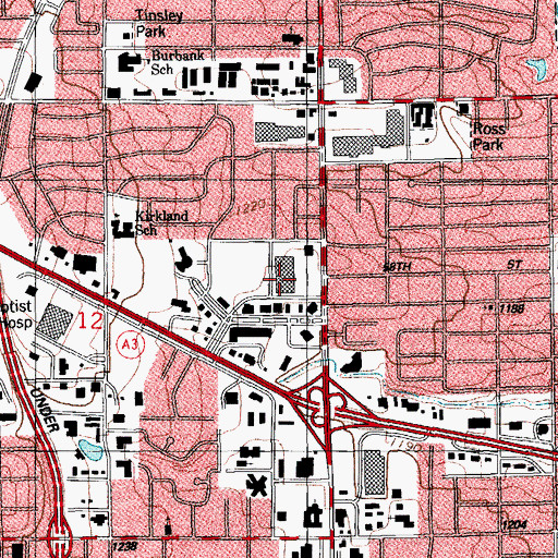 Topographic Map of Centennial Plaza, OK