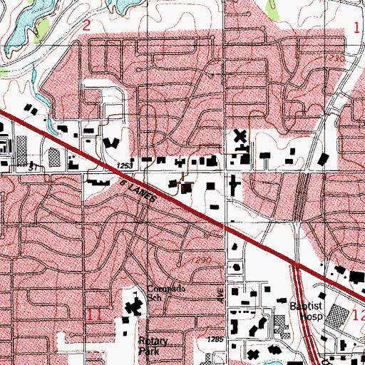 Topographic Map of Coronado Square, OK